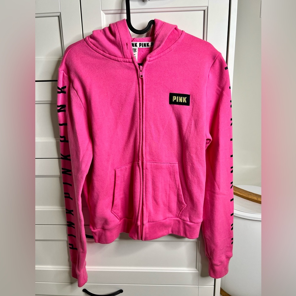 Victoria’s Secret PINK logo zip up sweater